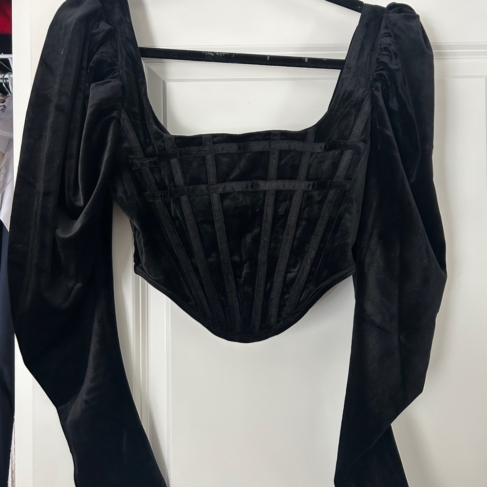 Elegant Black Velvet Women's Top